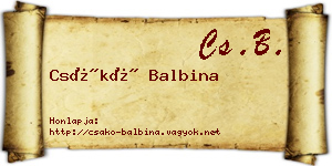 Csákó Balbina névjegykártya